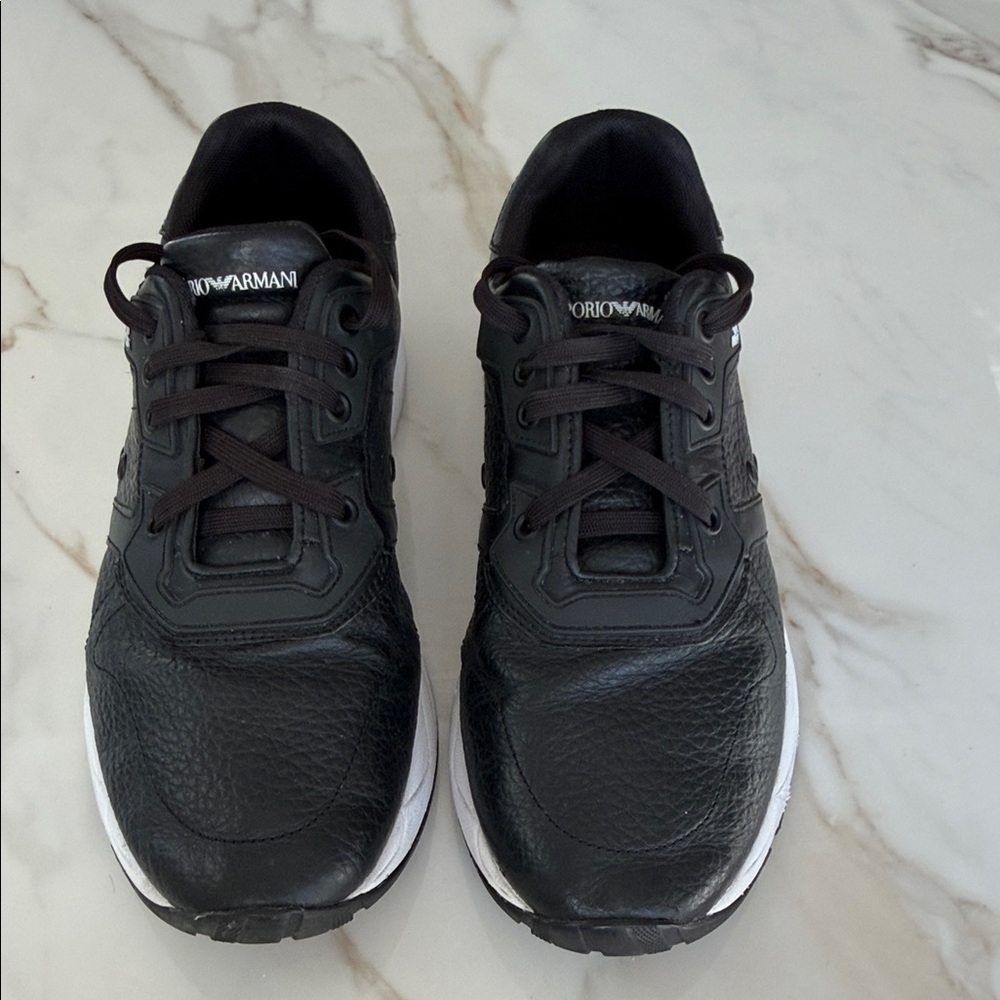 Emporio Armani Black and White Men's Sneakers